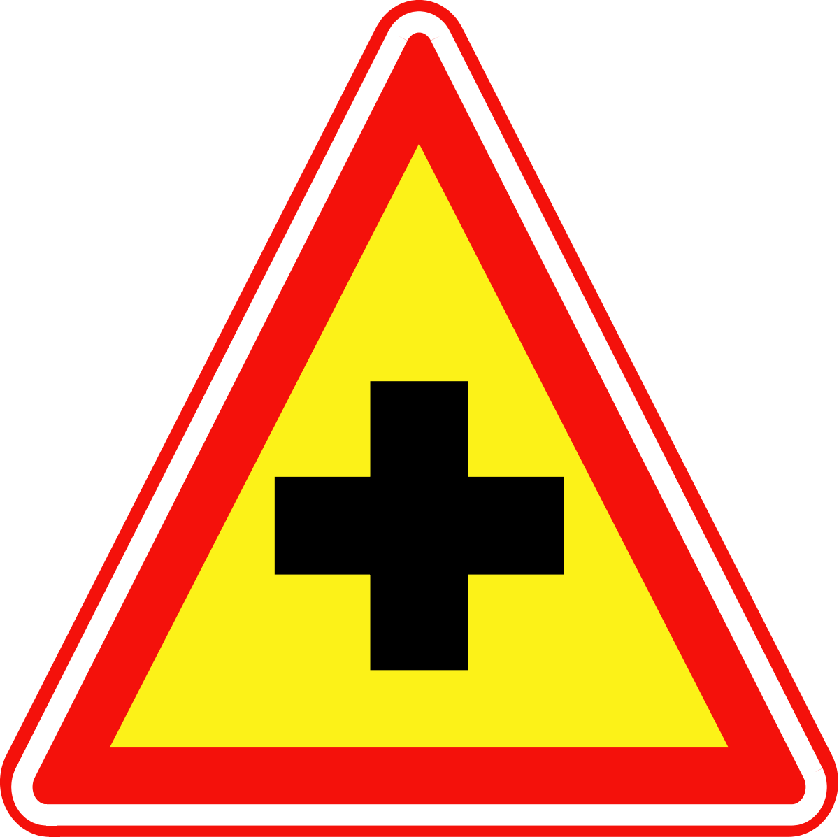 Crossroad Sign Warning Traffic Symbol PNG image with a transparent background, free high-resolution download