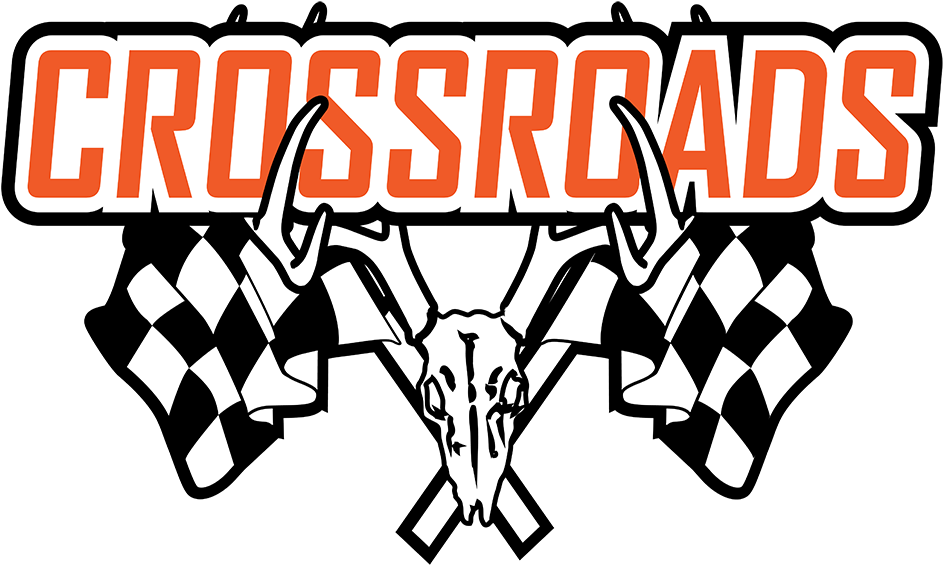 Crossroads Logowith Steer Skulland Checkered Flags PNG image with a transparent background, free high-resolution download