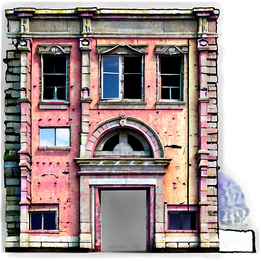 Crumbled Building Facade PNG 90 PNG image with a transparent background, free high-resolution download