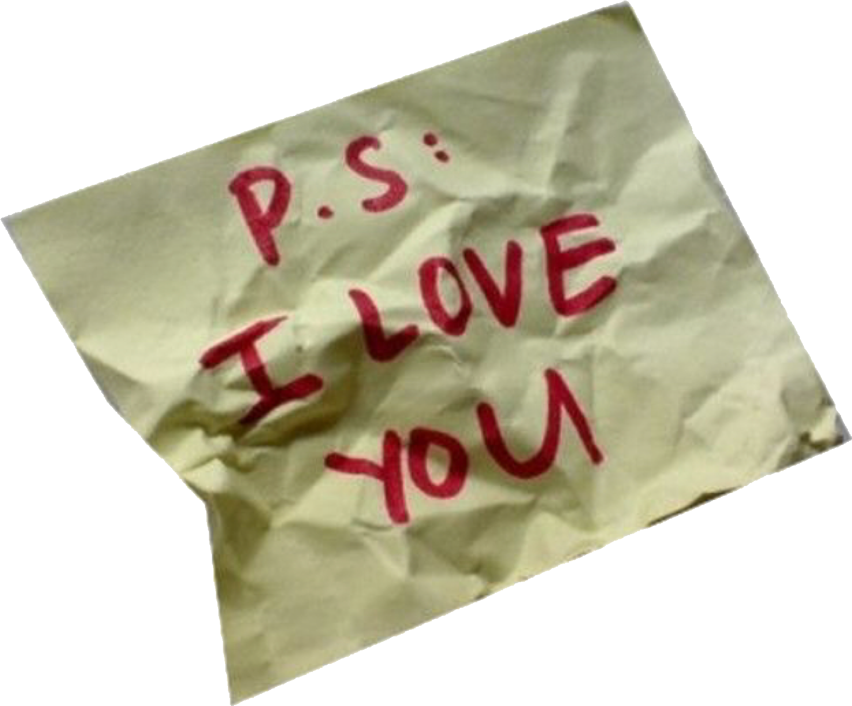Crumpled Love Note PNG with transparent background