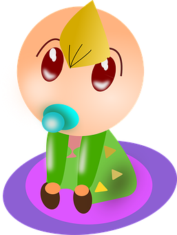 Crying Cartoon Baby With Pacifier