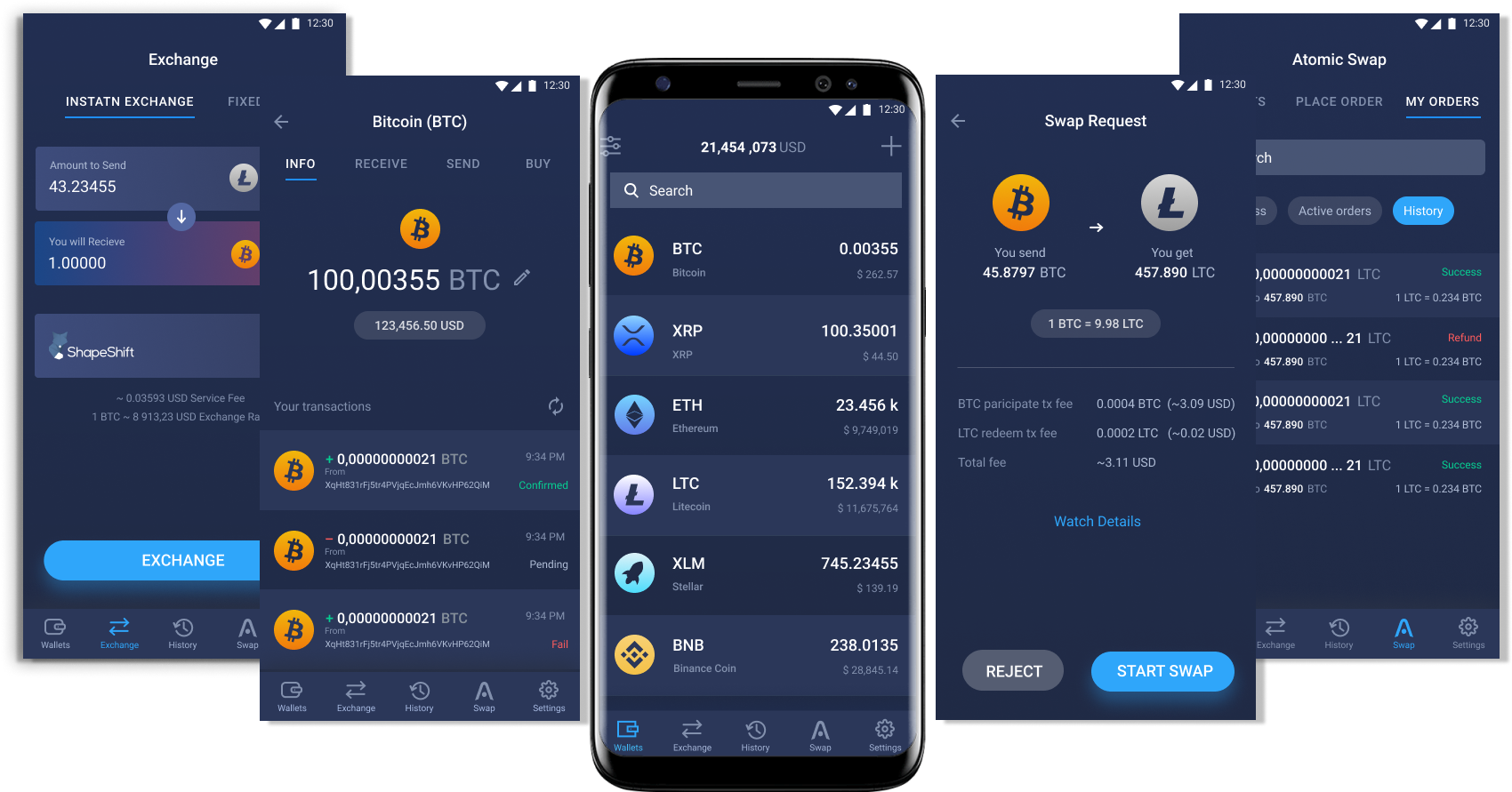 Cryptocurrency Wallet App Screenshots