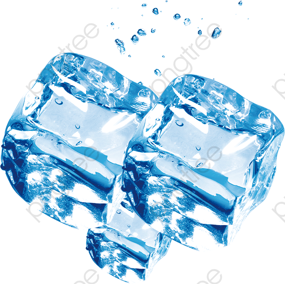 Crystal Clear Ice Cubes Floating PNG with transparent background