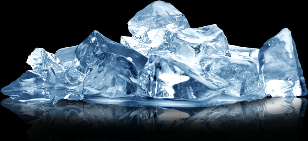 Crystal Clear Ice Cubes Reflection PNG with transparent background