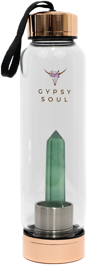 Crystal Infused Water Bottle Gypsy Soul Design PNG with transparent background