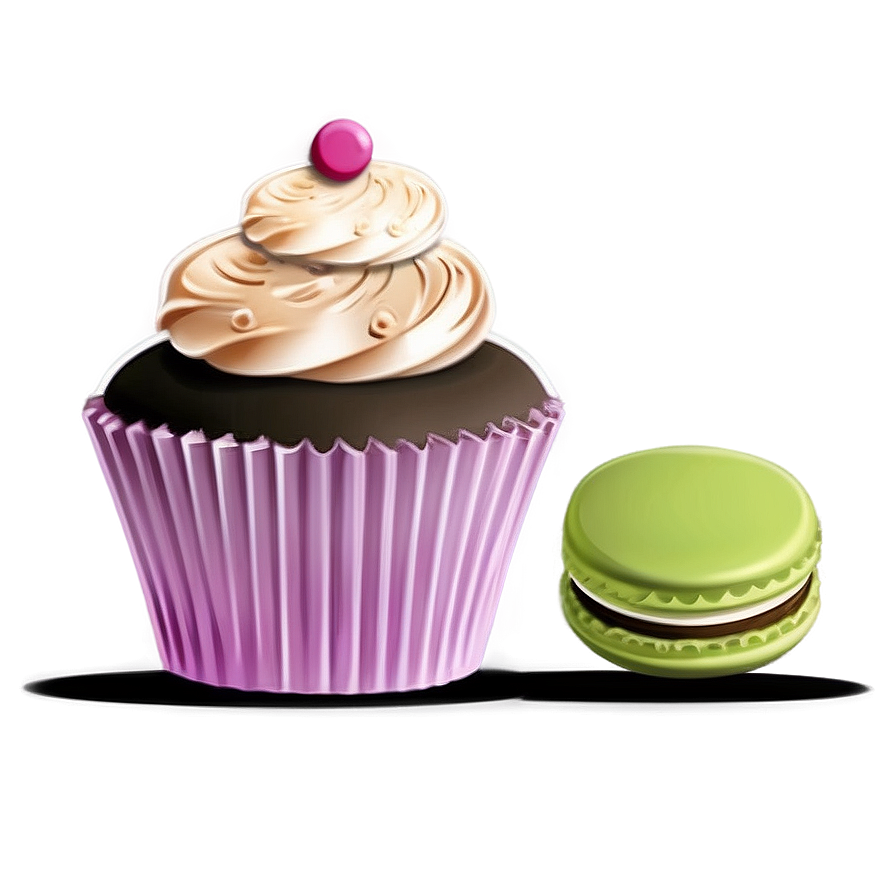 Cupcake With Macaron Png 05032024