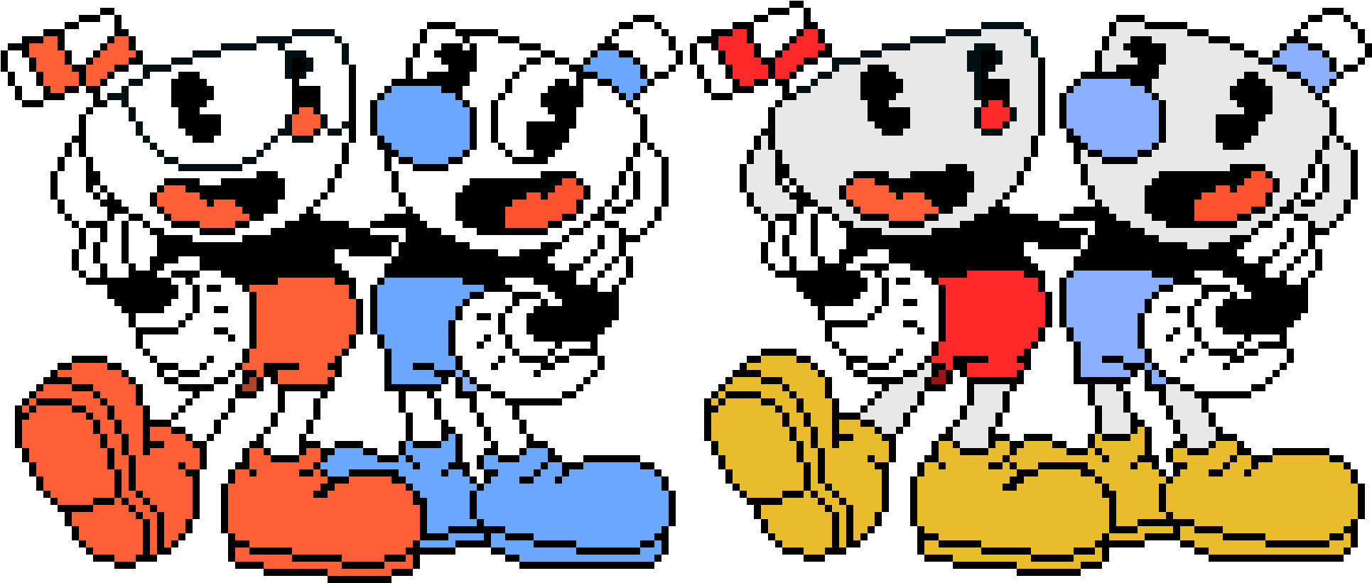 Cupheadand Mugman Pixel Art