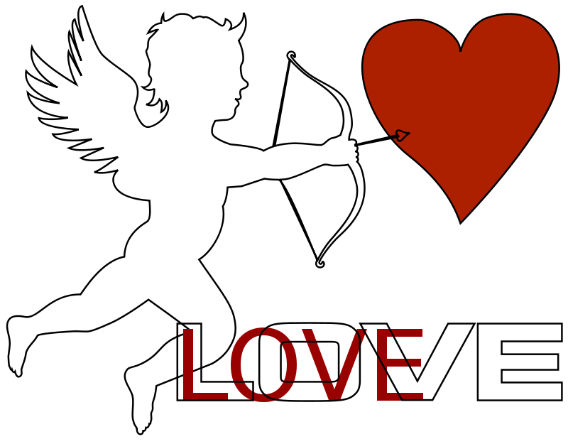 Cupid Arrow Heart Love Graphic PNG with transparent background
