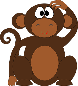 Curious Cartoon Monkey Illustration PNG with transparent background