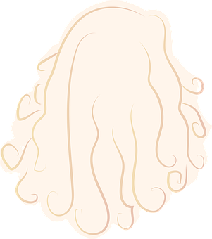 Curly Blonde Hair Cartoon Illustration PNG with transparent background