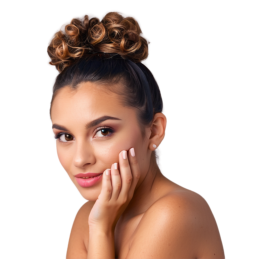 Curly Hair Bun Style Png Wcq77