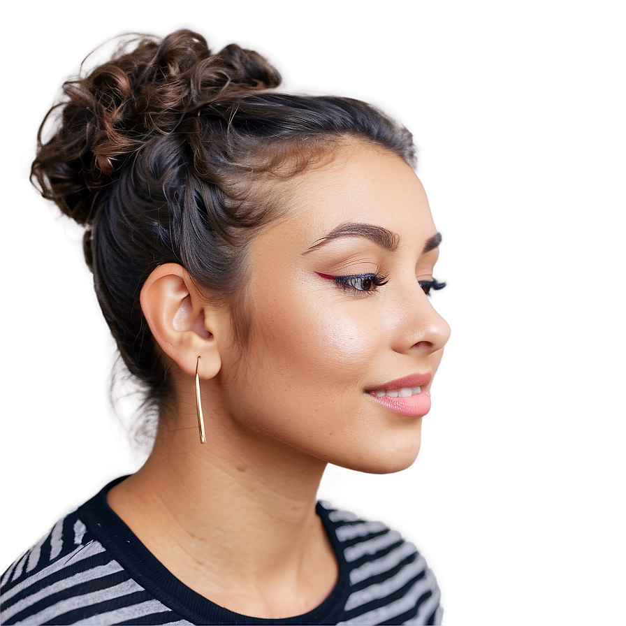 Curly Hair Bun Style Png Yag