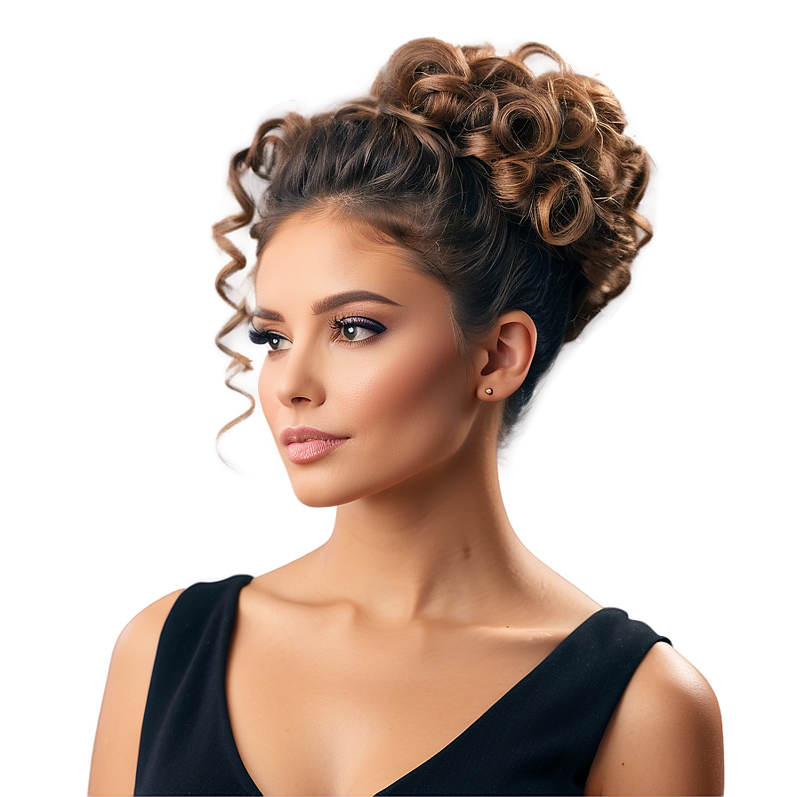 Curly Hair Updo Elegance Png 36