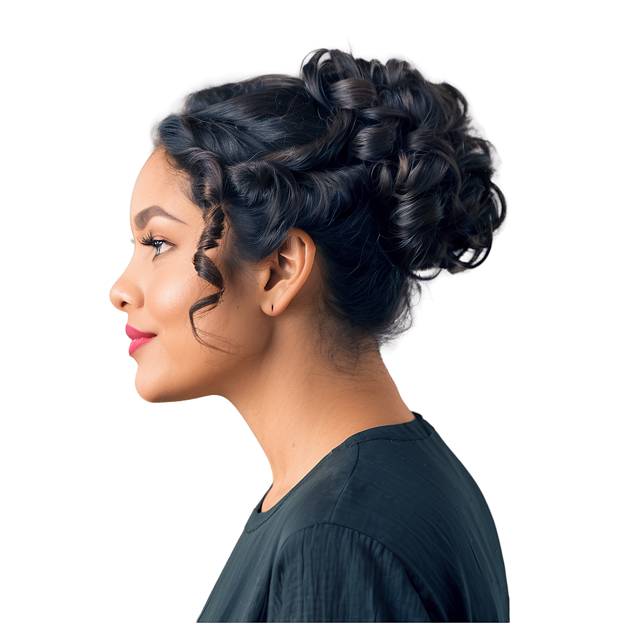 Curly Hair Updo Elegance Png Kgd69