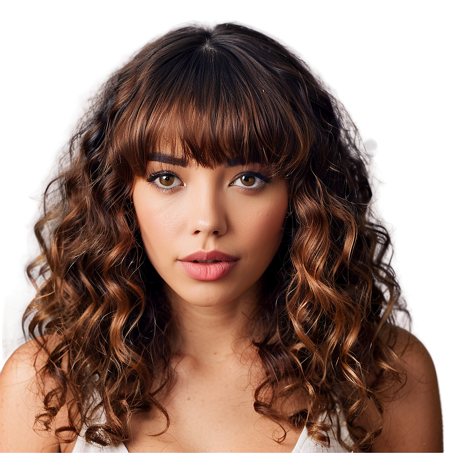 Curly Hair With Bangs Png Hru