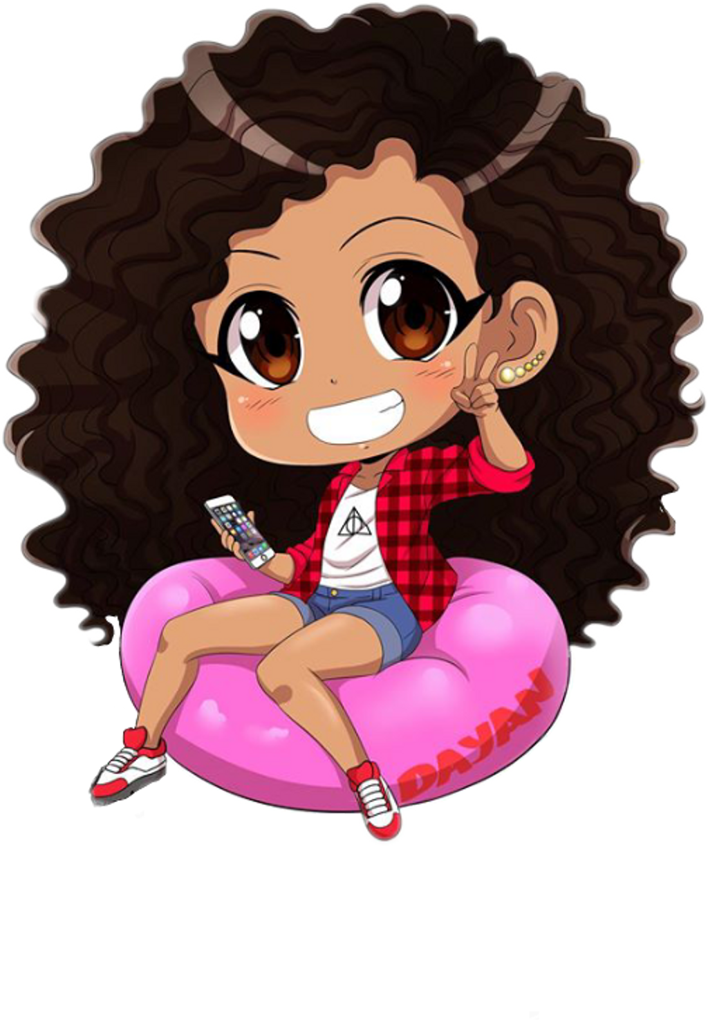 #chibi #curlyhair #curlyhairdontcare #curly #anime - Curly Hair Black Anime Girl, HD Png Download PNG with transparent background
