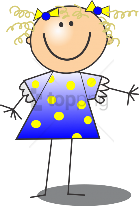 Stick Figure Girl With Curly Hair , Png Download - Stick Figure Girl Clipart, Transparent Png PNG with transparent background