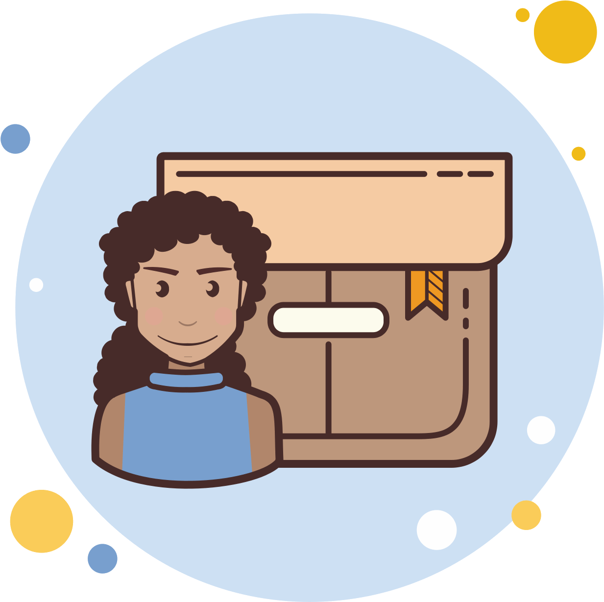 Long Curly Hair Girl Product Box Icon - Cartoon Girl Curly Hair Glasses, HD Png Download PNG with transparent background