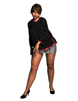 Curly Haired3 D Character Model PNG with transparent background
