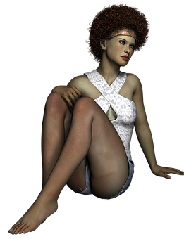 Curly Haired3 D Model Pose