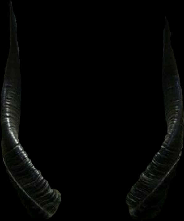 Curved Black Devil Horns PNG with transparent background