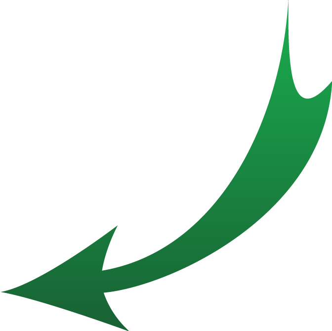 Curved Green Arrow Direction PNG with transparent background