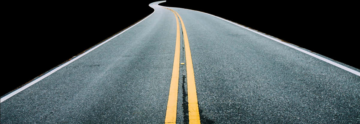 Curving Asphalt Roadwith Yellow Lines PNG with transparent background