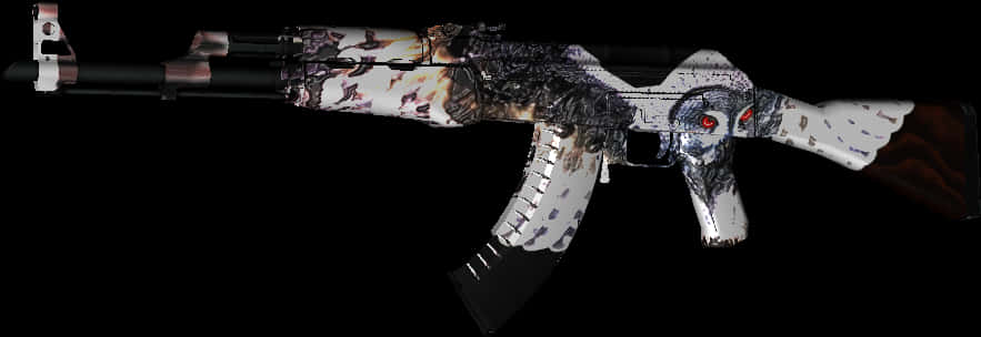 Custom Camouflage A K47 Firearm PNG image with a transparent background, free high-resolution download