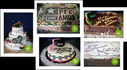 Custom Celebration Cakes Collage PNG with transparent background
