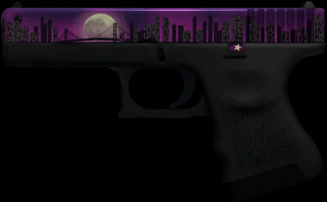 Custom Cityscape Glock Slide PNG with transparent background