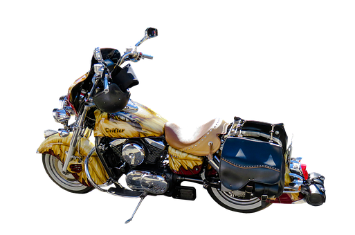 Custom Painted Motorcyclewith Western Saddle PNG with transparent background
