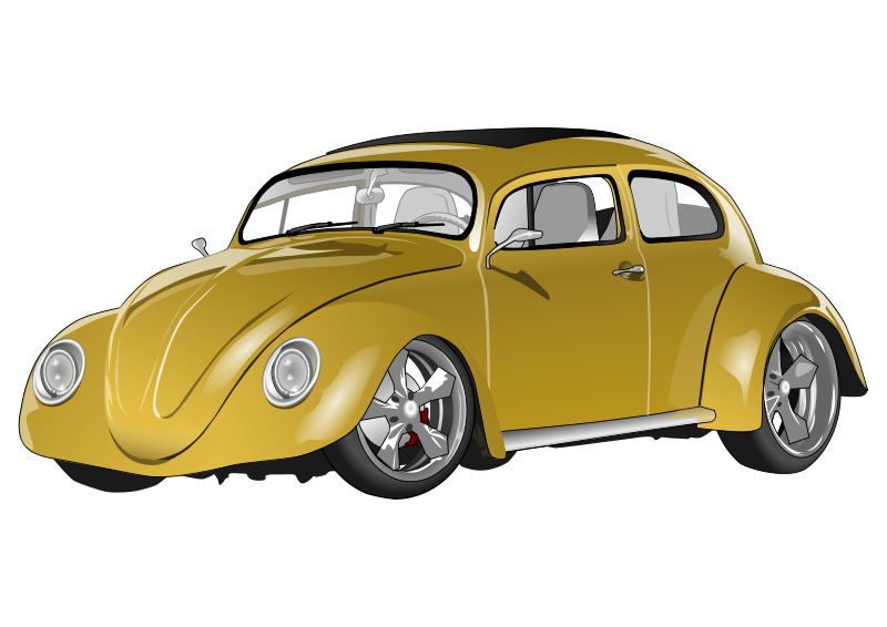 Custom Yellow Beetle Car Illustration PNG with transparent background
