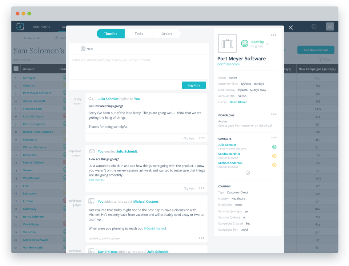 Customer Relationship Management Interface Screenshot