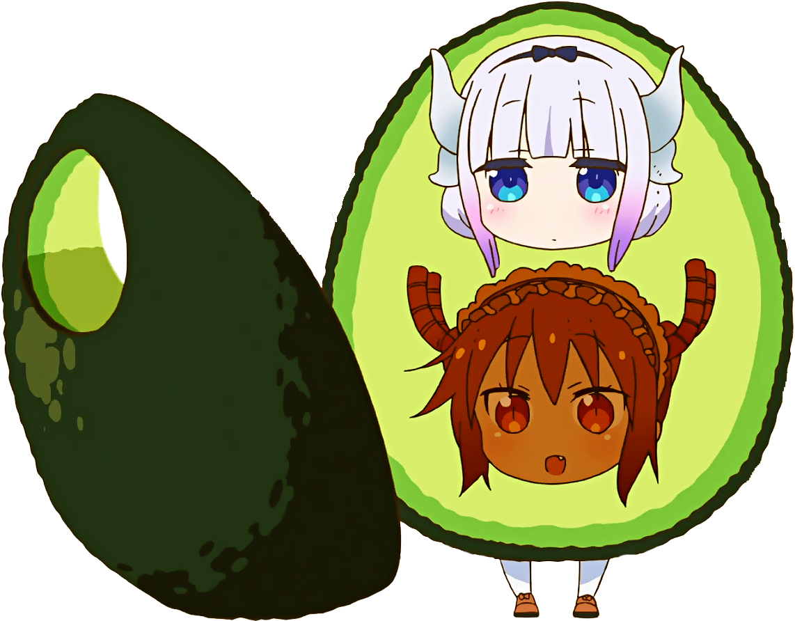 Green Produce Plant Food Fruit Cartoon Fictional Character - Dragon Maid Avocado, HD Png Download PNG with transparent background