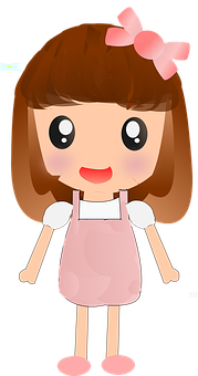 Cute Anime Girl Cartoon PNG with transparent background