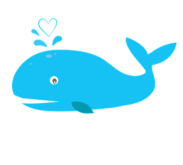 Cute Blue Whale Cartoon PNG with transparent background