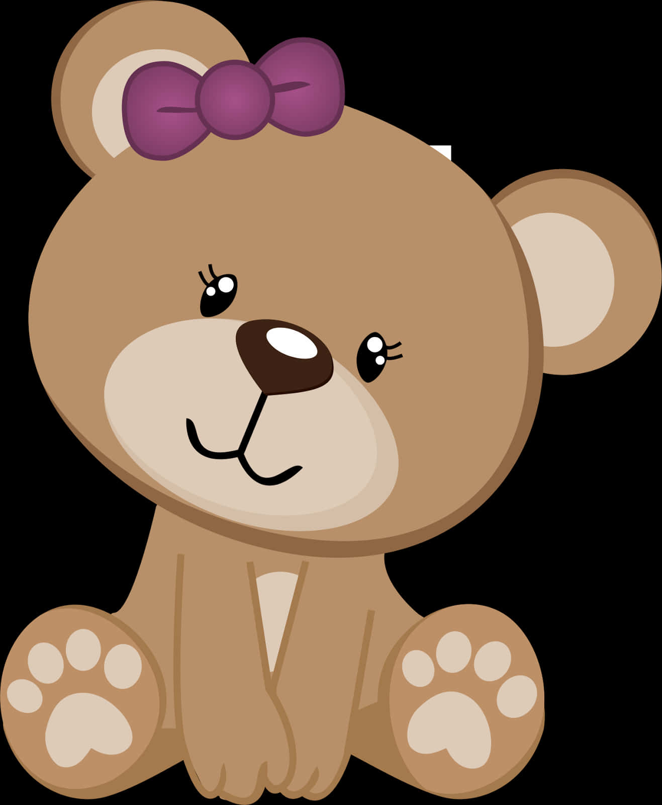 Cute Brown Teddy Bearwith Purple Bow