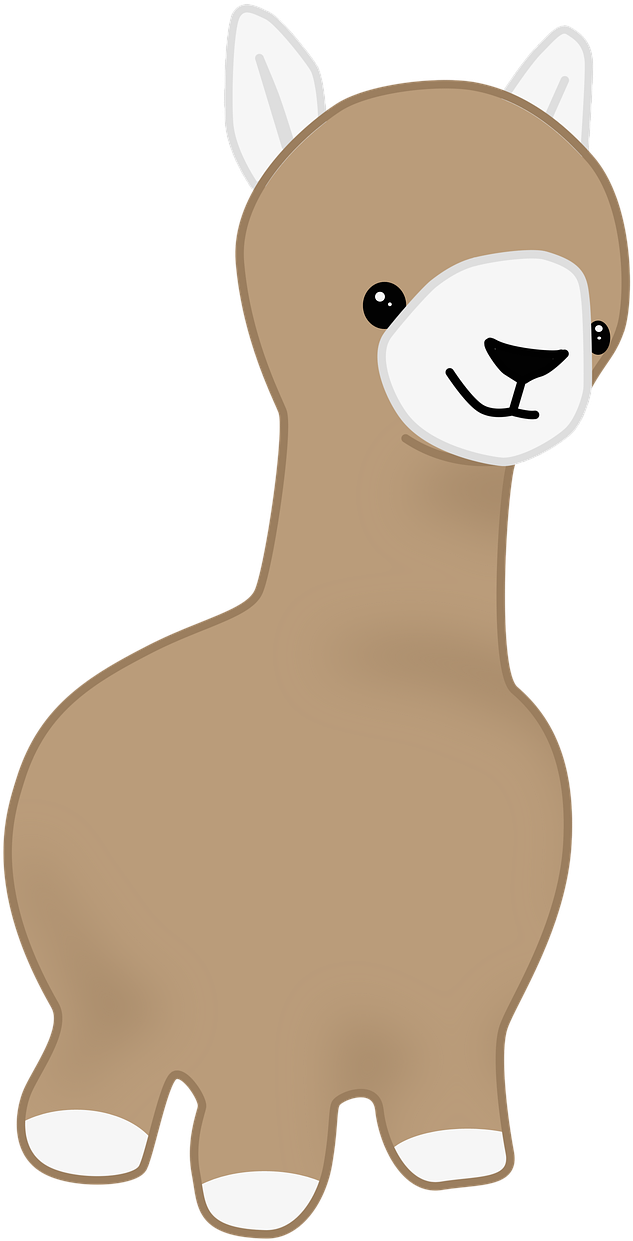 Cute Cartoon Alpaca PNG image with a transparent background, free high-resolution download