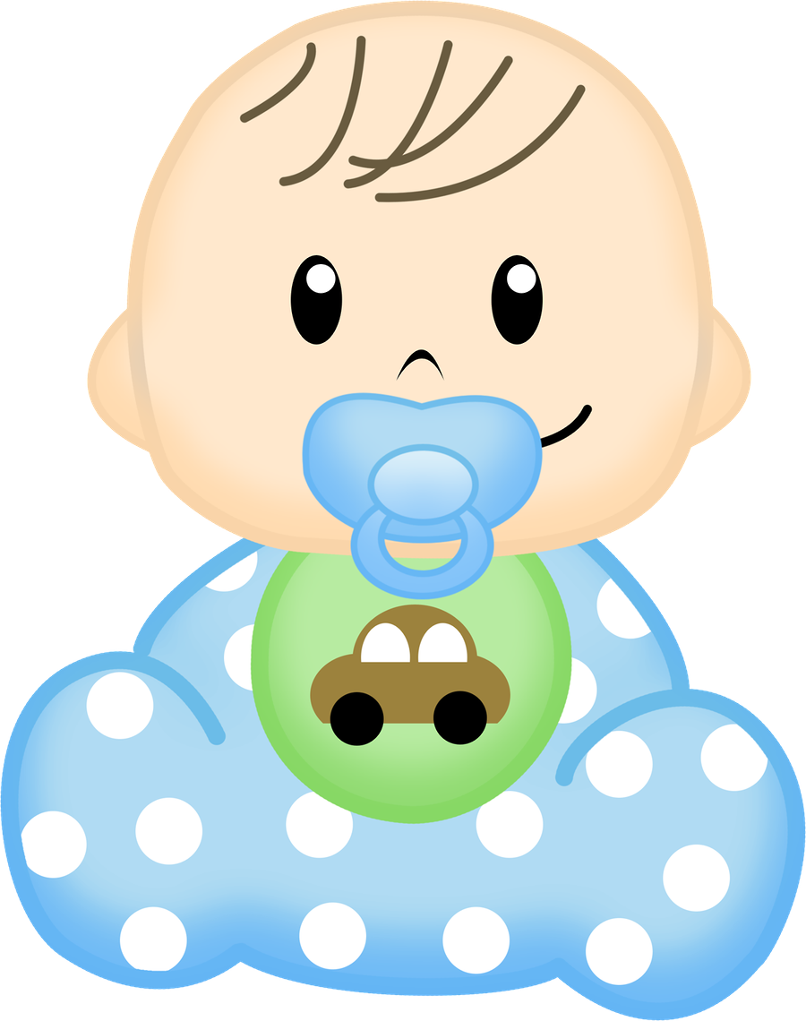 Cute Cartoon Baby With Pacifier PNG with transparent background