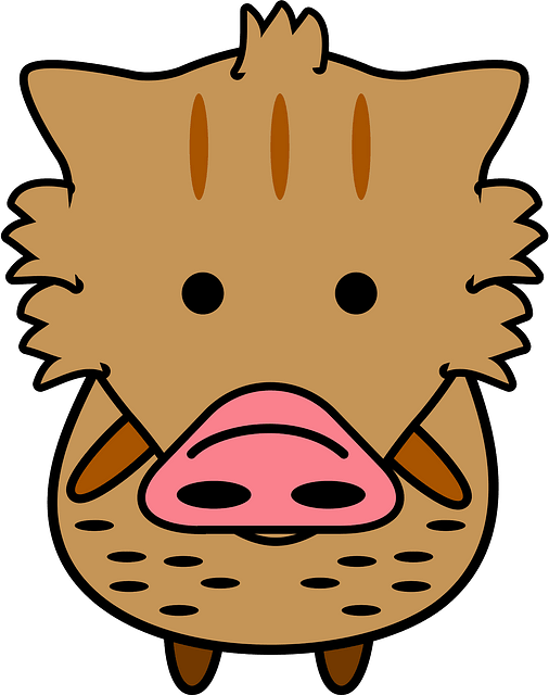 Cute Cartoon Boar Illustration