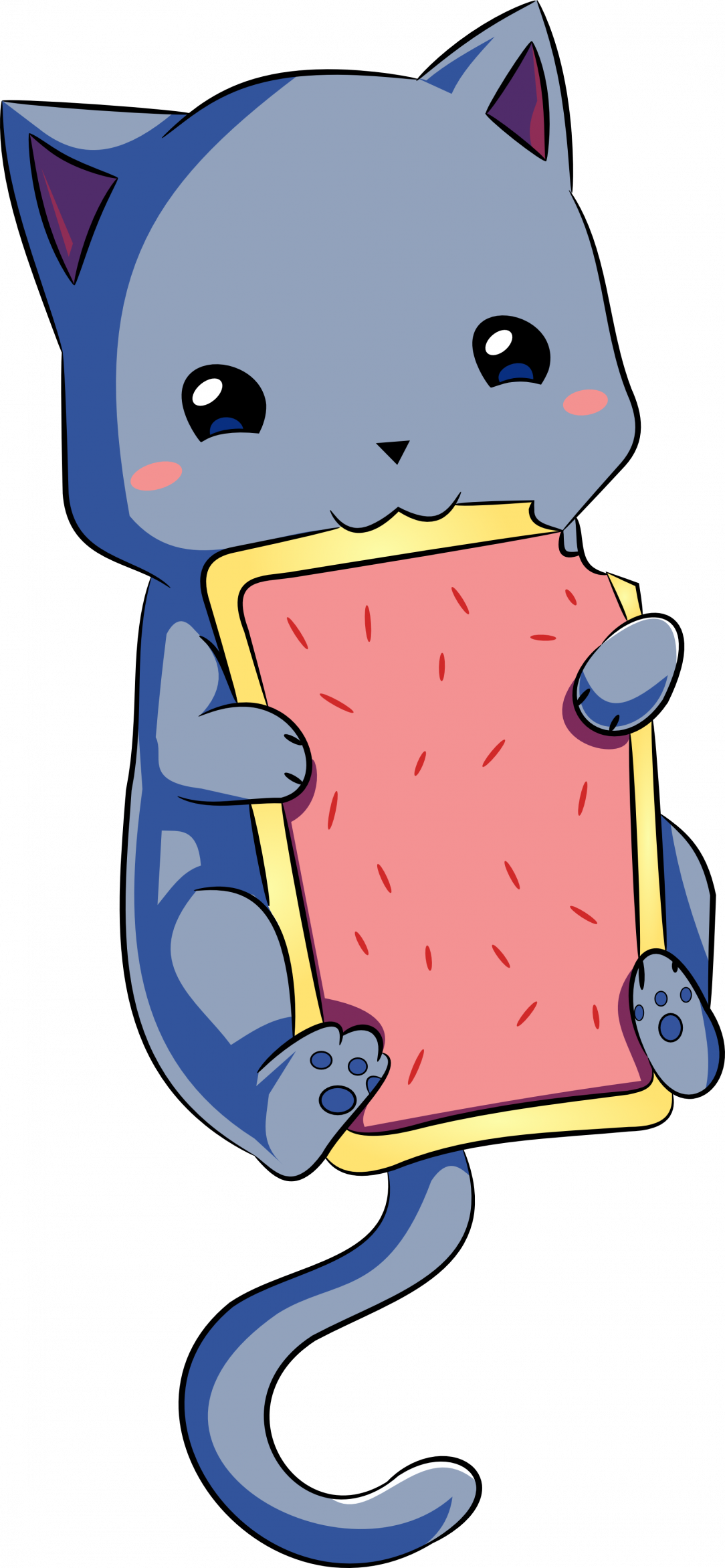 Cute Cartoon Cat Holding Blank Sign