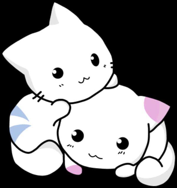 Cute Cartoon Cats Cuddling.png