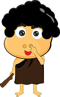 Cute Cartoon Caveman Character PNG with transparent background