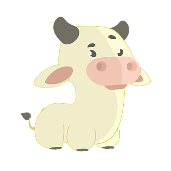 Cute Cartoon Cow Illustration PNG with transparent background