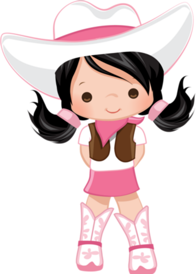 Cute Cartoon Cowgirl Character.png PNG with transparent background