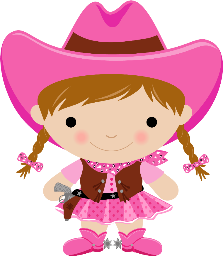 Cute Cartoon Cowgirl Vector PNG with transparent background