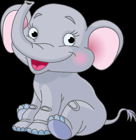 Cute Cartoon Elephant Sitting