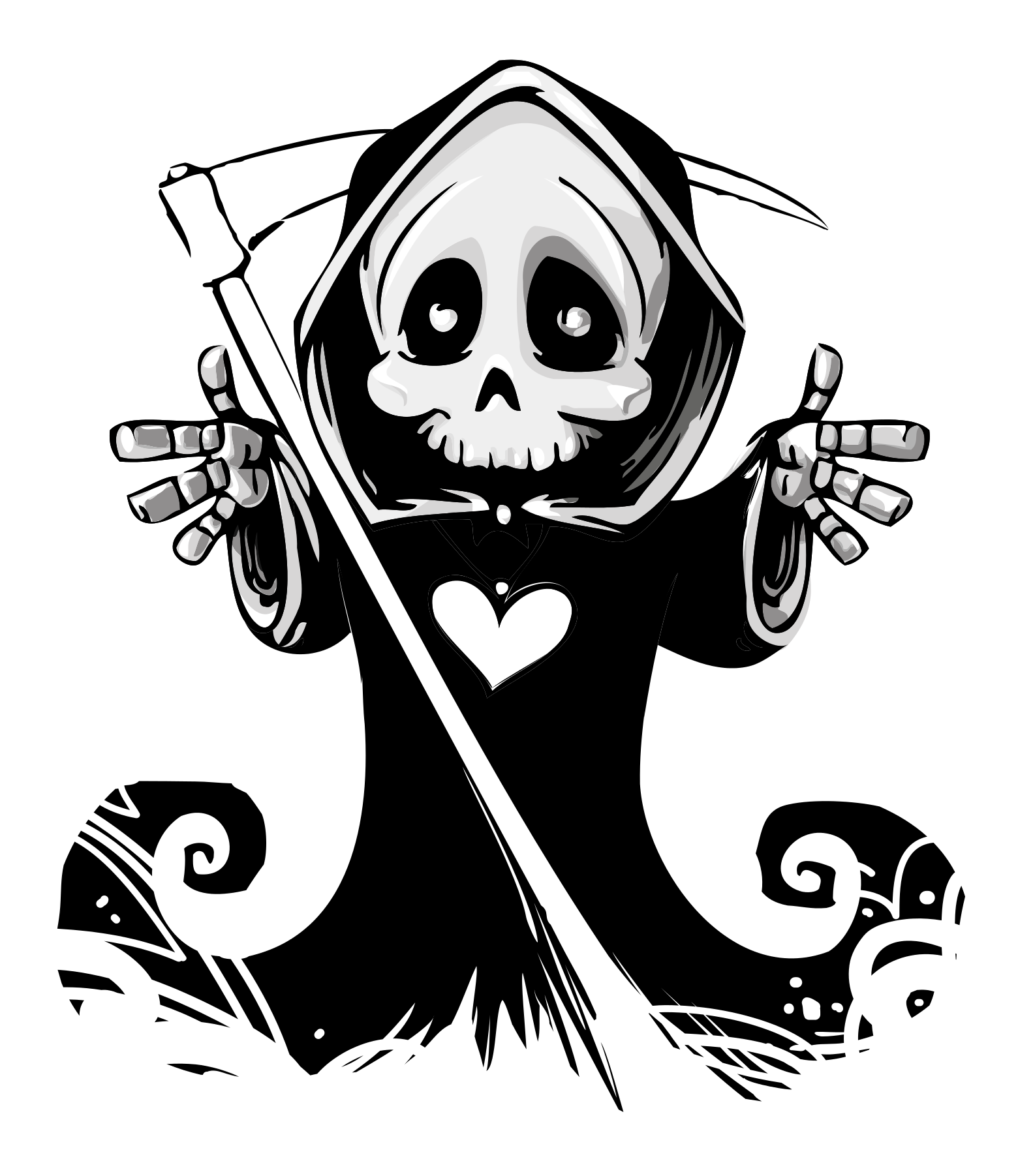 Cute Cartoon Ghostwith Scythe PNG with transparent background