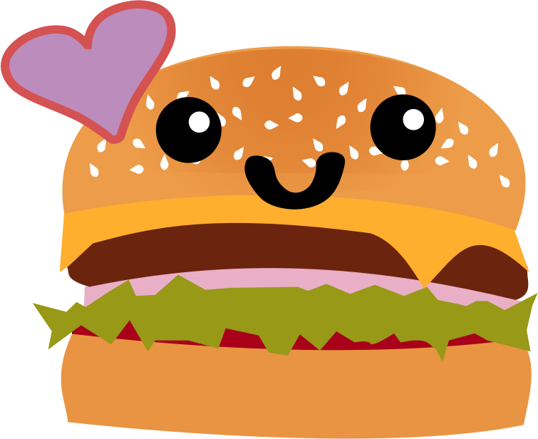 Cute Cartoon Hamburger Love PNG with transparent background