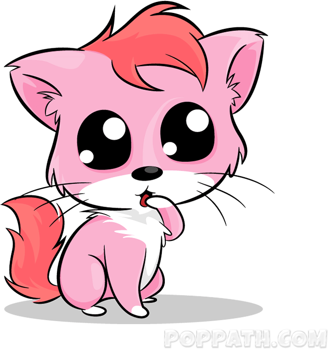 Cute Cartoon Kitten Pink Fur